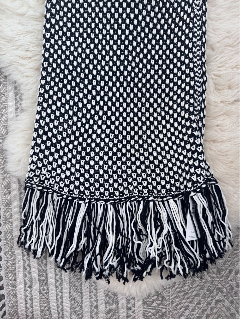 Intermix blue and white macrame fringe hem tank dress - Picture 2 of 5
